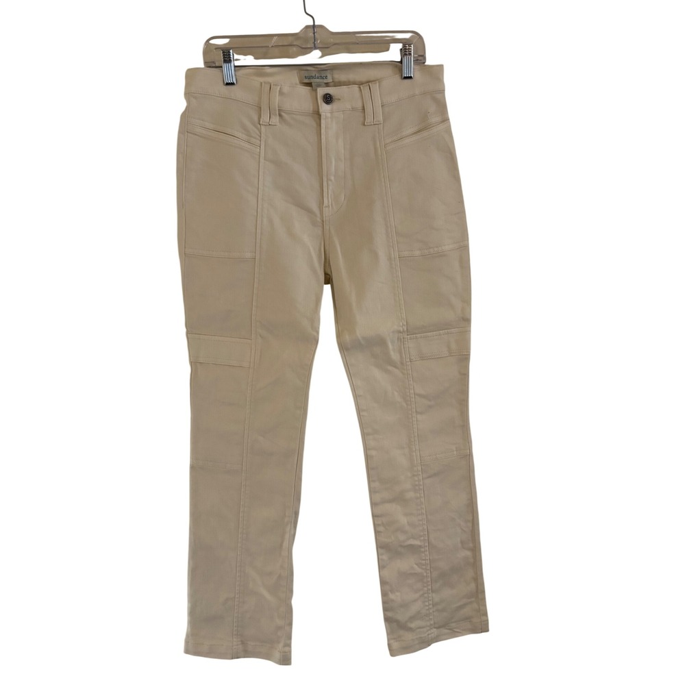 Sundance Womens Cream Utility Straight Leg Seam Detail Pants Size 30